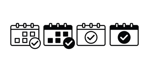 calendar checklist icon vector design simple line black white color illustration collection set isolated