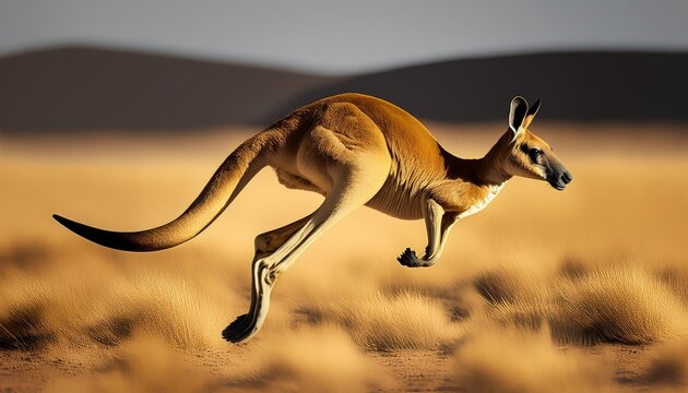 Opulent gold kangaroo jumping