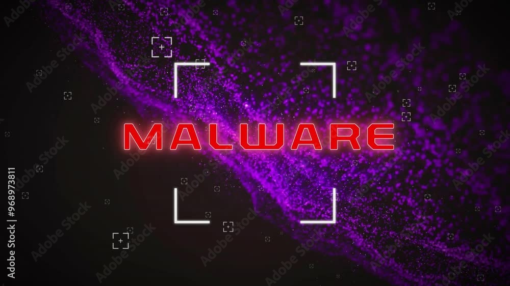 Poster animation of digital data processing over malware text