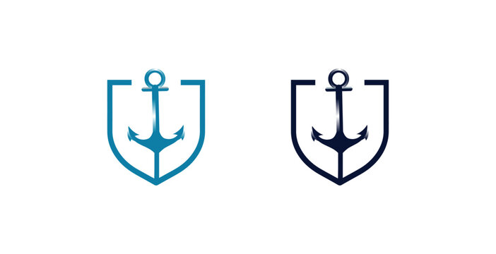 gradiant anchor with sheild logo, 3dector Illustration