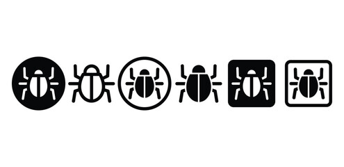 bug insect animal icon vector design simple flat black white color illustration collection set isolated