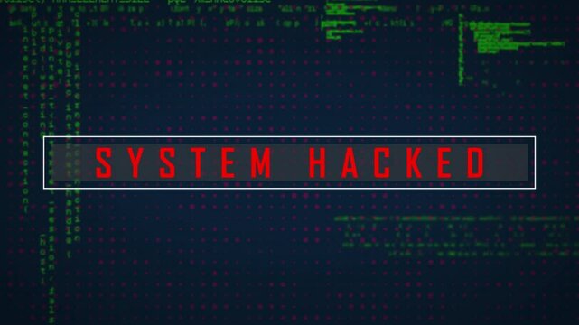 Animation of digital data processing over system hacked text