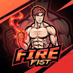 Fire fist esport mascot logo design