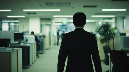 Fototapeta premium Businessman Walking Through Office Corridor