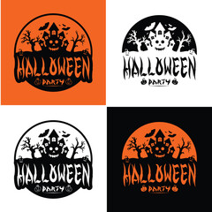 Make your Halloween projects stand out with this 'Halloween House' logo! Available in multiple color schemes, it's perfect for posters, social media graphics, or merchandise 