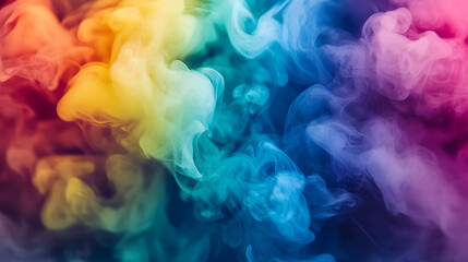 A rainbow spectrum of colored smoke swirling in the air.