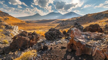 Stunning volcanic remnants adorning the landscape