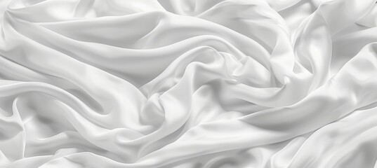 Obraz premium Flowing, elegant white fabric with gentle curves, soft focus, and contrasting light and shadow