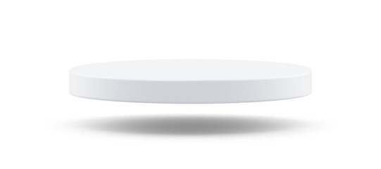 PNG White podium isolated on transparent background empty pedestal presentation stage scene platform blank stand display mockup 3D product. Luxury round minimal levitation template isolated backdrop.