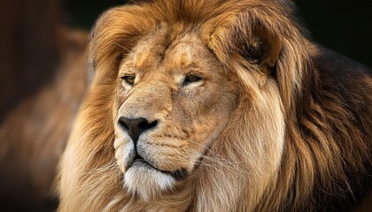 Obraz premium Golden lion with mane flowing in the wind