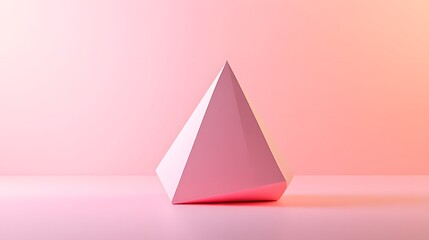Single 3D pink tetrahedron standing alone with a gentle gradient background