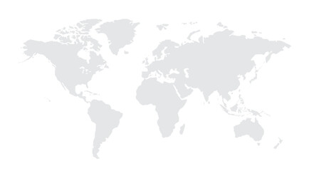 Illustration of a Colored map of world.World map on white background. World map template with continents, North and South America, Europe and Asia, Africa and Australia.Grey blank world map.