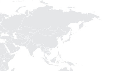 Illustration of a Colored map of Asia.Asia map on white background. East Asia template with continents.Grey blank Asia map.vector grey isolated on white background. Flat Earth, Globe world map icon.