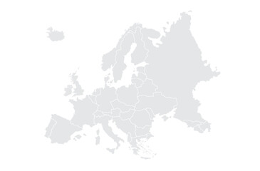 Obraz premium Illustration of a Colored map of Europe.Europe map on white background. Europe template with continents, North and South America, Europe and Asia, Africa and Australia.Grey blank Europe map.