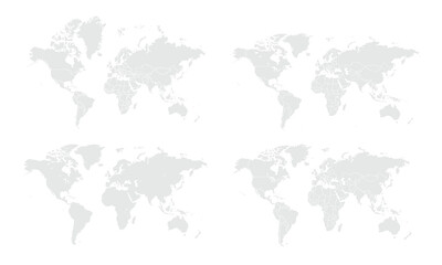 Illustration of a Colored map of world.World map on white background. World map template with continents, North and South America, Europe and Asia, Africa and Australia.Grey blank world map.
