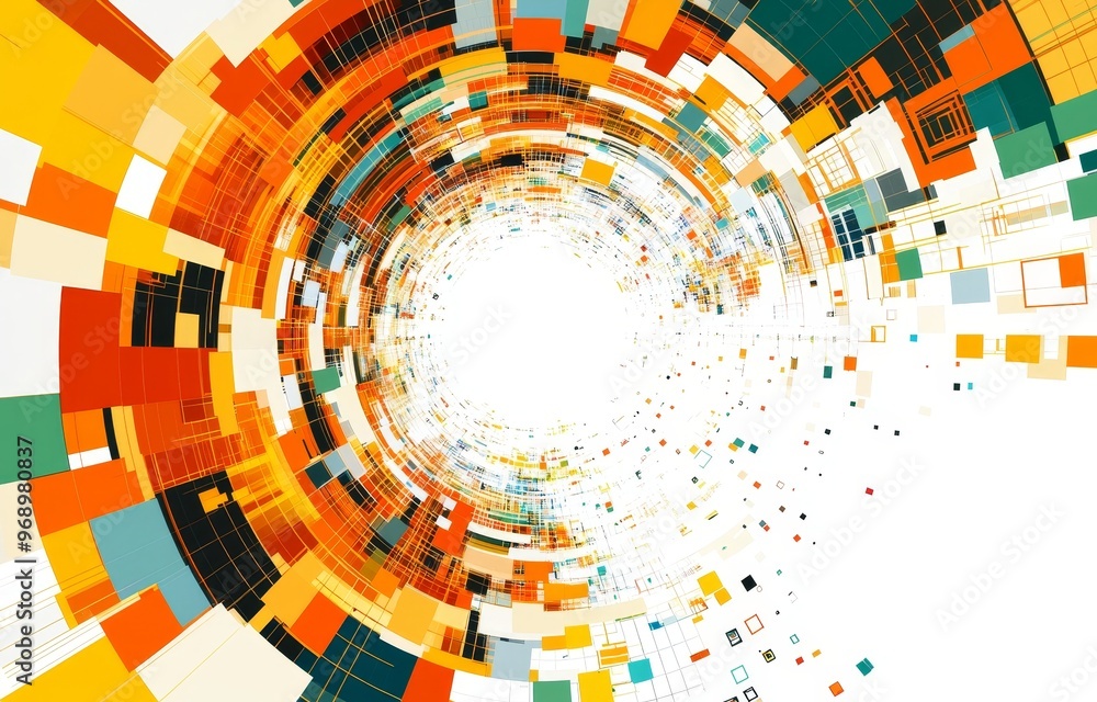 Poster infographic illustrating dna sequence map, chromosome architecture, and genetic sequencing data abst