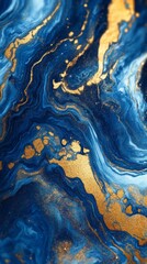 Naklejka premium Blue and gold abstract marble texture background. Luxury art and elegance concept