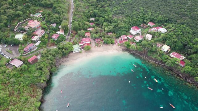 View from the sea Anse Dufour Caribbean Martinique West Indies