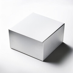 白い立方体の箱が描かれています。シンプルなデザインで、光と影のコントラストが強調されており、洗練された雰囲気を演出しています。背景も白で統一されており、ミニマリズムを感じさせる構図です。generative AI