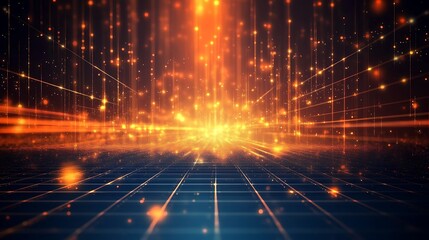 Fototapeta premium A glowing abstract background with vibrant lights and grid patterns, perfect for technology or digital themes.