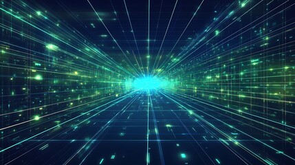 Obraz premium A mesmerizing abstract background featuring glowing particles and lines that create a sense of depth and motion in a digital universe.