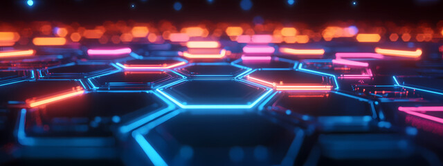 Obraz premium Sci-Fi Hexagonal Data Grid