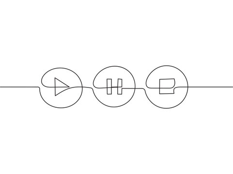 continuous one line drawing of start  pause  stop buttons eps 10