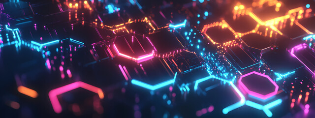 Obraz premium Sci-Fi Hexagonal Data Grid