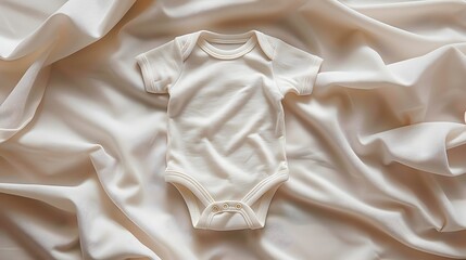 Top-Down View: Infant Bodysuit Template in a Cotton Flat Lay Setting