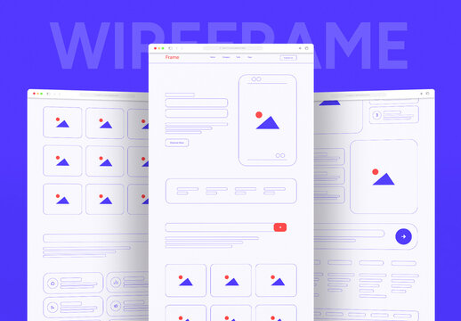Line Wireframe Landing Page UX Layout