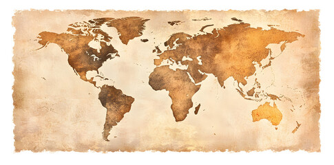 Vintage watercolor map abstract isolated on white background	