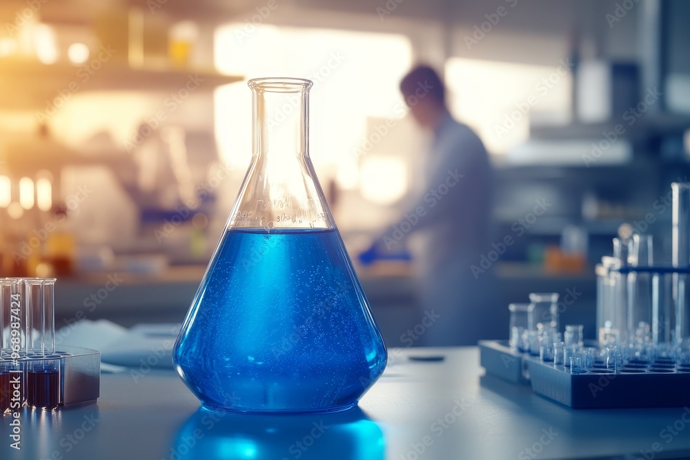 Poster design concept for a science and technology laboratory that uses lab glassware