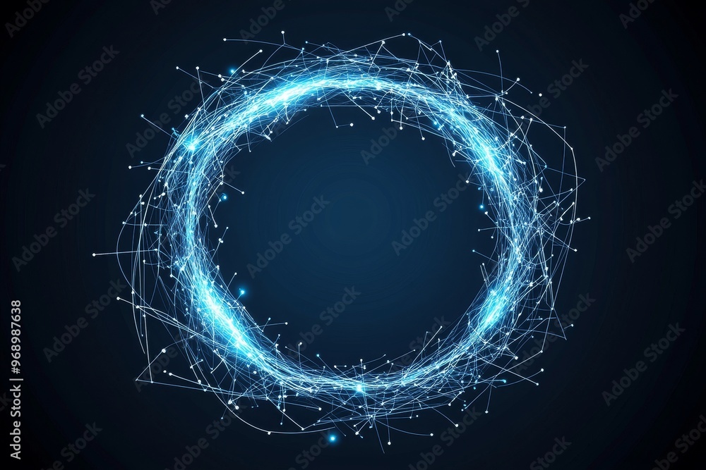 Poster illustration of quantum computer technology. plexus fiction effect. deep learning stock. data analyt