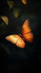 Orange butterfly in flight, natural elegance