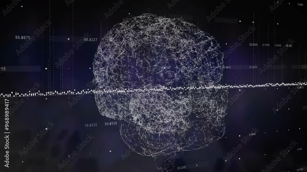 Poster animation of data processing over human brain