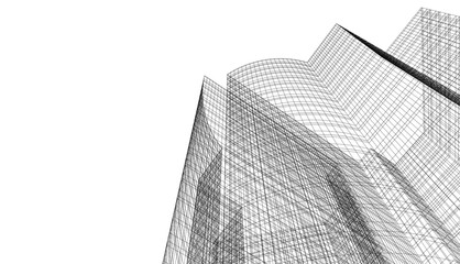 architecture building vector 3d drawing