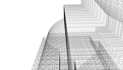 architecture building vector 3d drawing