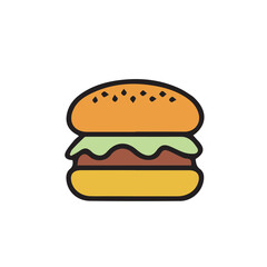 Burger logo vector icon, fast food zinger burger icon logo vector flat design.