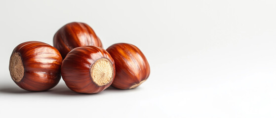 chestnuts with a brown shell and partly the shells with spines are still present