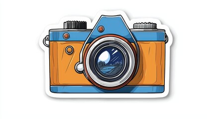 colorful illustration of a vintage camera, showcasing its unique design and retro appeal, perfect for photography enthusiasts.