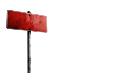 Red street sign on transparent background