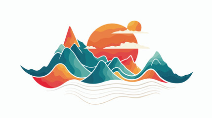 Abstract Mountain Wave Decorative Element in Chinese Style