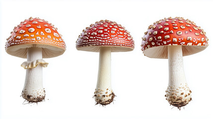 Obraz premium fly agaric mushrooms isolated on white background