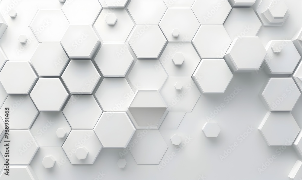 Poster white background with hexagon shapes for technology or science vector presentation banner template, 
