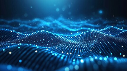 A stunning abstract representation of flowing blue waves with glowing particles, ideal for digital or technology-themed projects.