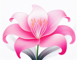 Obraz premium Beautiful Pink Lily Flower Closeup Illustration