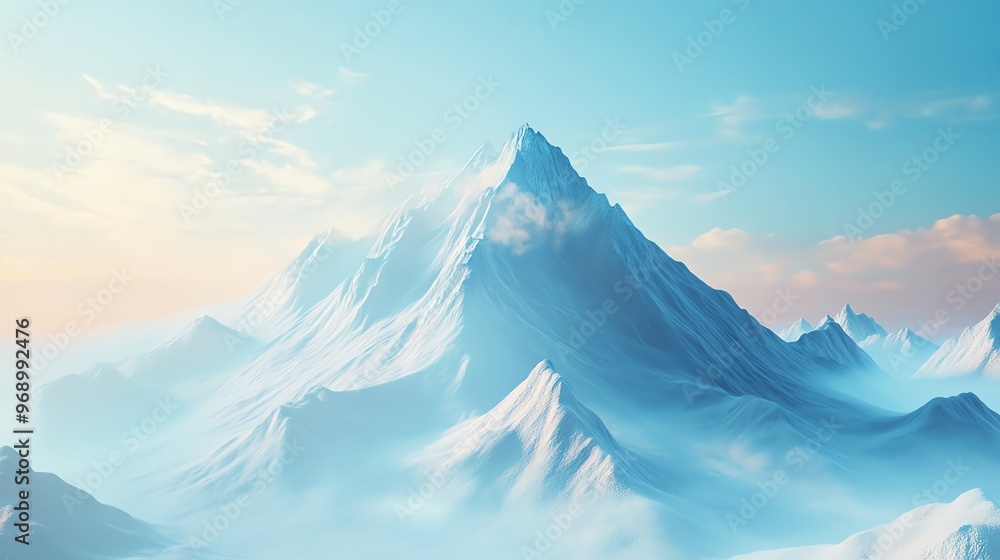 Poster A snow-covered mountain peak under a clear blue sky.