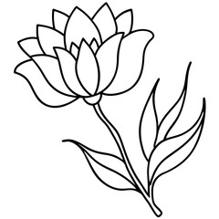 flower and twigs in doodle style outline coloring book page line art drawing