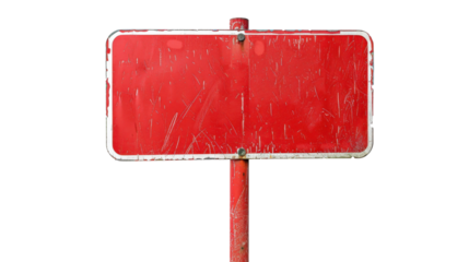 Red street sign on transparent background