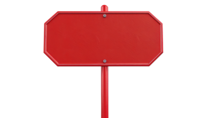 Red street sign on transparent background